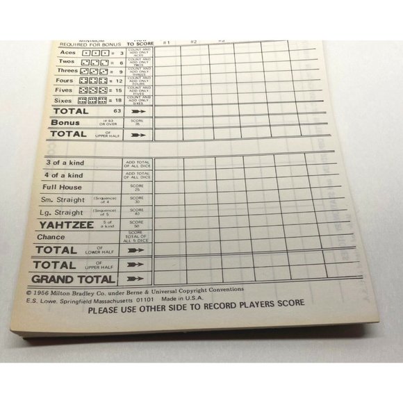 Yahtzee Score Pad Game Replacement Part 30+ Sheets Milton Bradley - Picture 5 of 6